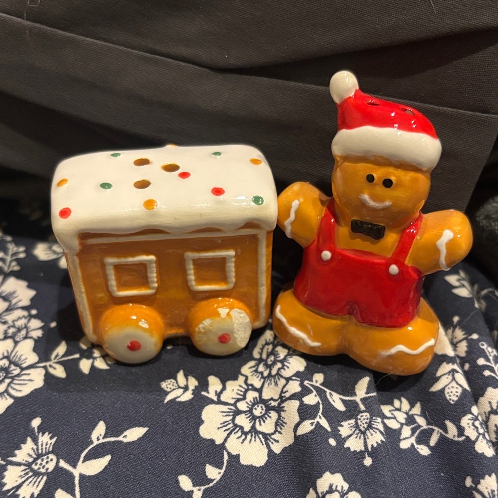 Gingerbread Man and Train Salt and Pepper Shakers